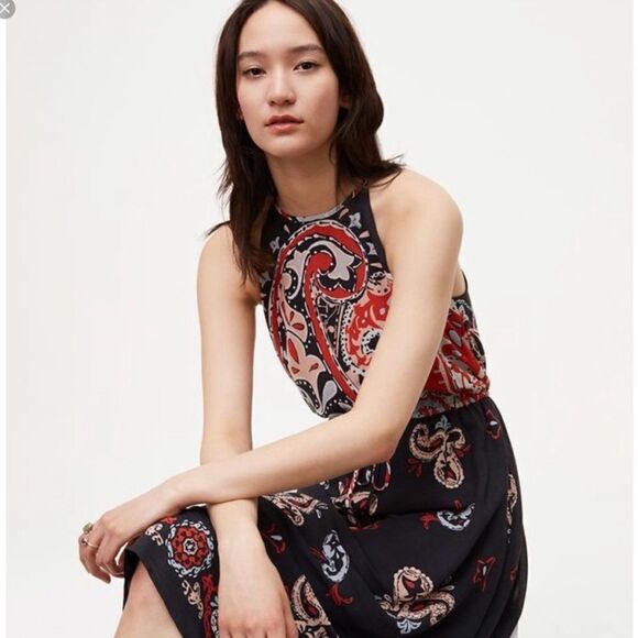 LOFT Sunset Paisley Midi Dress - Picture 4 of 10